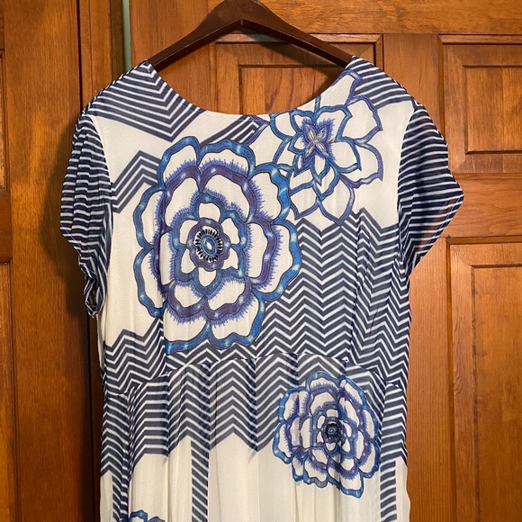 RARE Anthropologie Utpala Maxi Dress in Blue/White size 12 - Picture 5 of 15